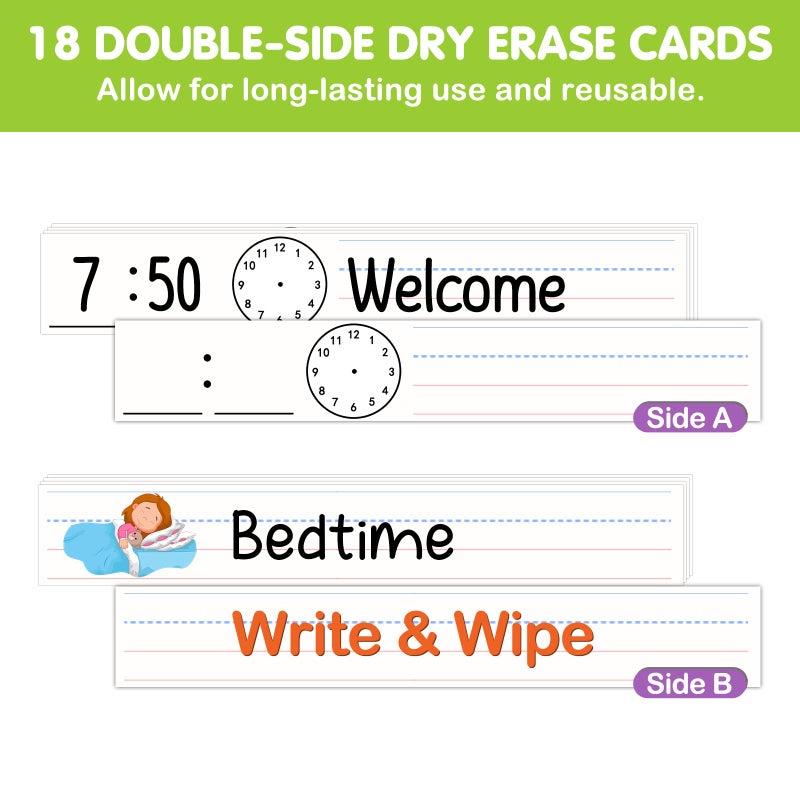 Eamay Daily Schedule Pocket Charts, Teacher Schedule Chart with Resuable 18 Custom Cards, Classroom Pocket Chart for School Office or Homeschool Activities, Blue - Image 5